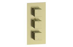 Galaxy Thermostatic Two Outlet Triple Shower Valve - Brushed Brass